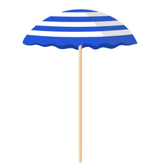 Blue beach umbrella isolated on white, vector flat design