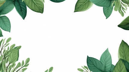 Fototapeta premium Green leaves isolated on transparent background, top view, generative ai