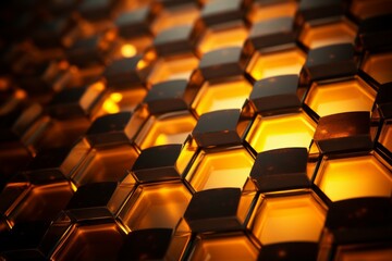 Obraz premium Hexagonal Patterns Material Structure Background - Generative AI