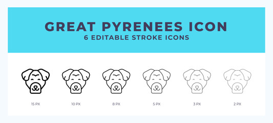 Great pyrenees icon vector for web. And mobile app. Editable stroke outline icon.