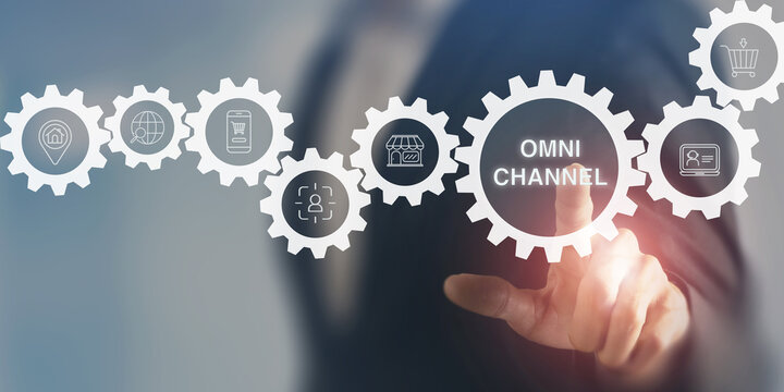 Omnichannel marketing concept. Seamless integration of various channels, social media, email, physical stores to create a unified customer experience. Reach customers through multiple touchpionts.