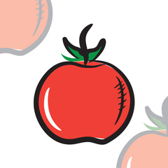 Illustration of a hand-drawn colored tomato icon