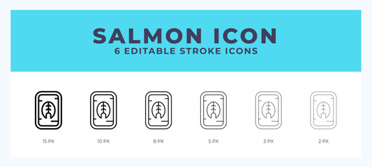 Salmon icon. Outline. Lineal icon symbol vector. Black outline.