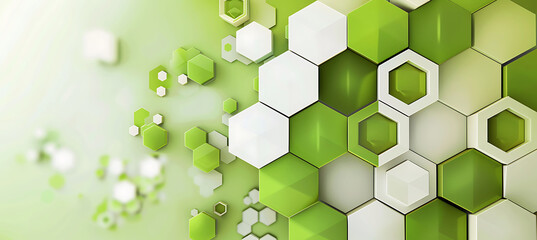 Hexagonal Harmony: Green and White Wallpaper with Geometric Elegance