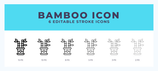 Bamboo line icon. Vector icon symbol. Logo illustration. Editable line icon.