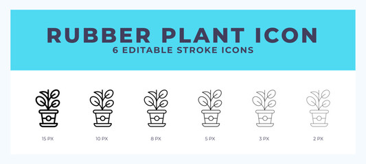 Rubber plant icon. Outline. Lineal icon symbol vector. Black outline.