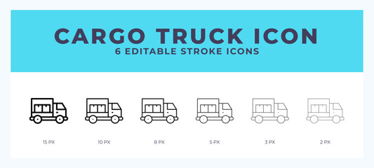Cargo truck icon symbol. Outline. Lineal icon with editable stroke.