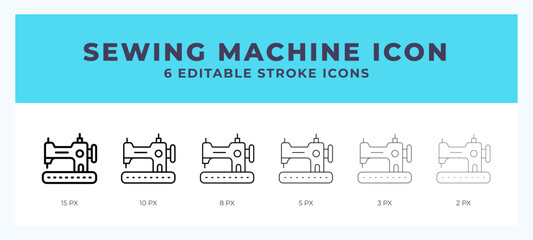 Sewing machine vector icon for web and app. Editable stroke vector illustration