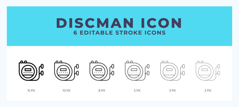 Discman editable line icon. Vector illustration with different stroke.