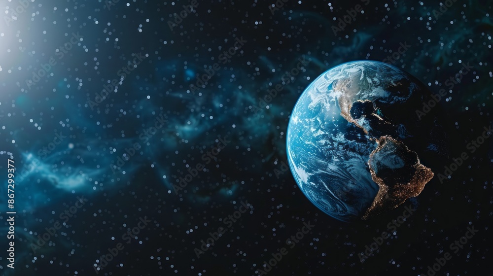 Aufkleber a 3d rendering of planet earth as seen from space, with a focus on the americas and the pacific ocea