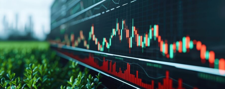 Digital interface showing eco-friendly financial growth, sustainable investment returns