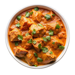 Fototapeta premium Chicken tikka masala on white bowl isolated on transparent background