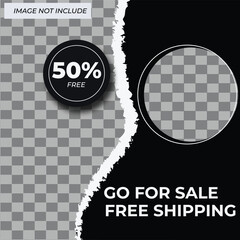 Template for social media post with transparent grid to place products
