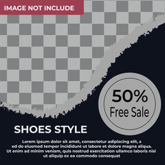 Template for social media with transparent grid to place products