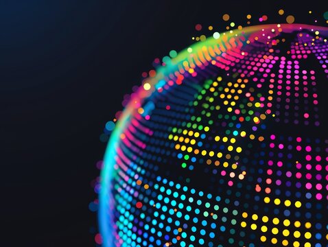 Abstract representation of a globe made of colorful dots, symbolizing the global celebration of creativity on International Dot Day