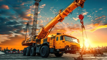 Mobile crane at the construction site.