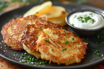 Crispy Potato Pancakes with Sour Cream and Chives