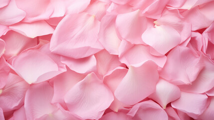 Obraz premium Rose petals on soft silk. Pink rose petals. Valentine's day or Mother's day background., generative ai