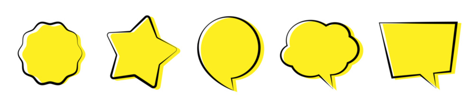 Set of sketch speech bubbles and shapes	