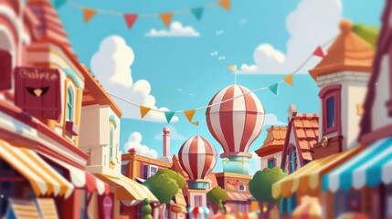 Obraz premium A festive parade marching through the streets with floats and flags waving proudly