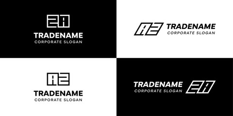 Letters AZ and ZA Square and Dynamic Logo Set, for business with Initials ZA or AZ
