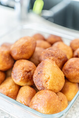 Deep fried Nigerian Puff Puff Snack ready to eat