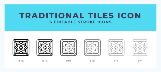 Traditional tiles line icon vector illustration. Trendy styles.