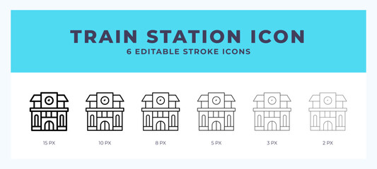 Train station vector icon. With different stroke vector illustration.