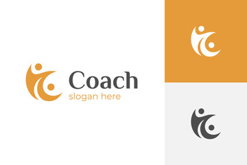 Coach trainer logo icon design. leadership with partner logo symbol, people consulting graphic logo design