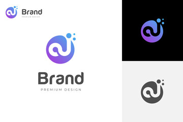 a letters, letter ai identity logo design with gradient circle shape element, minimalist style for business technology and company identity