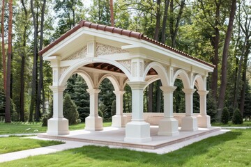 Obraz premium An elegant pavilion in a park, designed for community events and outdoor performances