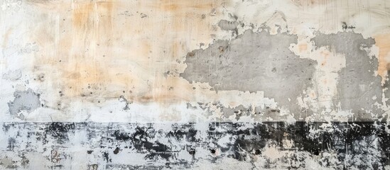 Fototapeta premium Concrete wall textured with painted plaster and beige, gray, and black abstract architectural background.