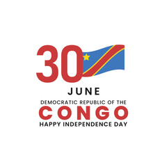 Democratic Republic of the Congo independence day 30 June flag vector poster