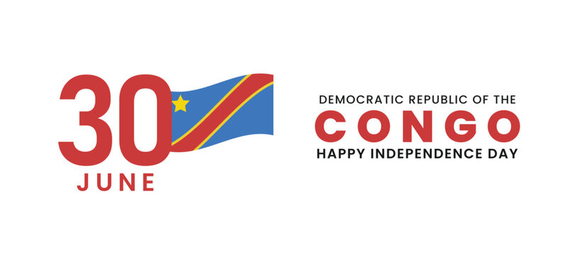 Democratic Republic of the Congo independence day 30 June flag vector poster