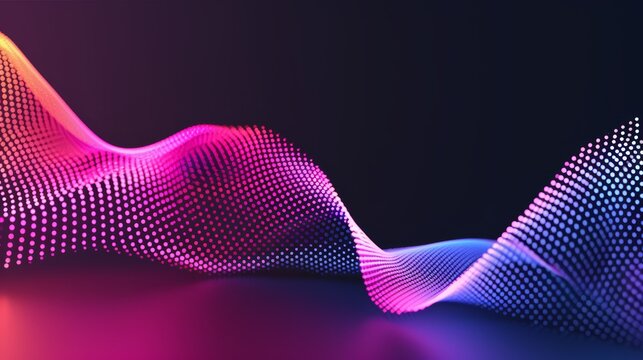 Technology background vector, digital wave of particles, vibrant gradient colors, abstract and futuristic, seamless flow of points creating a dynamic wave, elegant and modern design