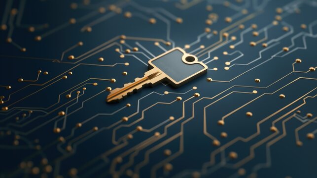 Key with an electronic chip for access control, advanced security, digital entry