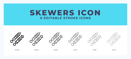 Skewers icon with different stroke. Vector illustration.