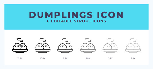 Dumplings line icon for websites and apps. Vector illustration with editable stroke.