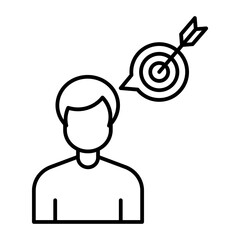 Purpose icon. person with an arrow hitting the target
