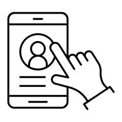 Tutorial icon. hands playing with cell phone
