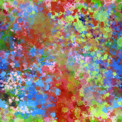 Vibrant chaotic strokes blots spots smudges Abstract blurry painted seamless pattern Grunge effect Grainy background