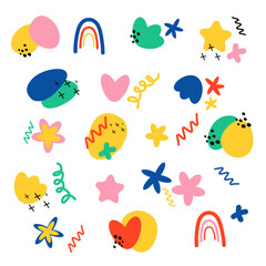 Vector colorful and drawn abstract shapes collection. cute abstract elements for design in flat style