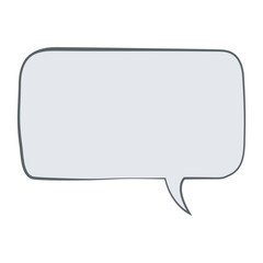 Grey speech bubble isolated on white background. Cartoon message box, chatting box icon.