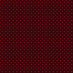 Small vivid red pink polka dots on a dark brown background Bright abstract geometric fabric seamless pattern Simple rustical style