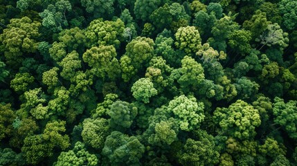 Naklejka premium Aerial View of Dense Green Forest Canopy.