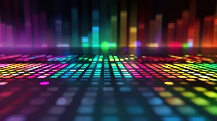 Digital spectrum audio equalizer rainbow style futuristic abstract music technology Background wallpaper AI generated image