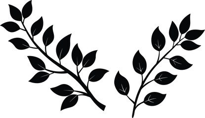 Branch with leaves silhouette vector illustration