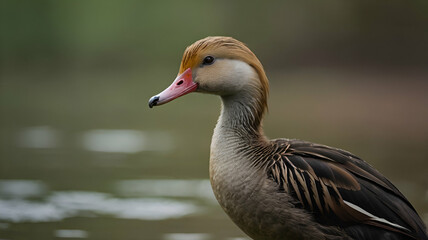 The Plumed whistling Duck blur background