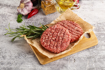 Raw burger cutlet for grill