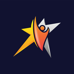 A logo combining stars and people with vibrant and cheerful colors. Symbolizes hope and success.